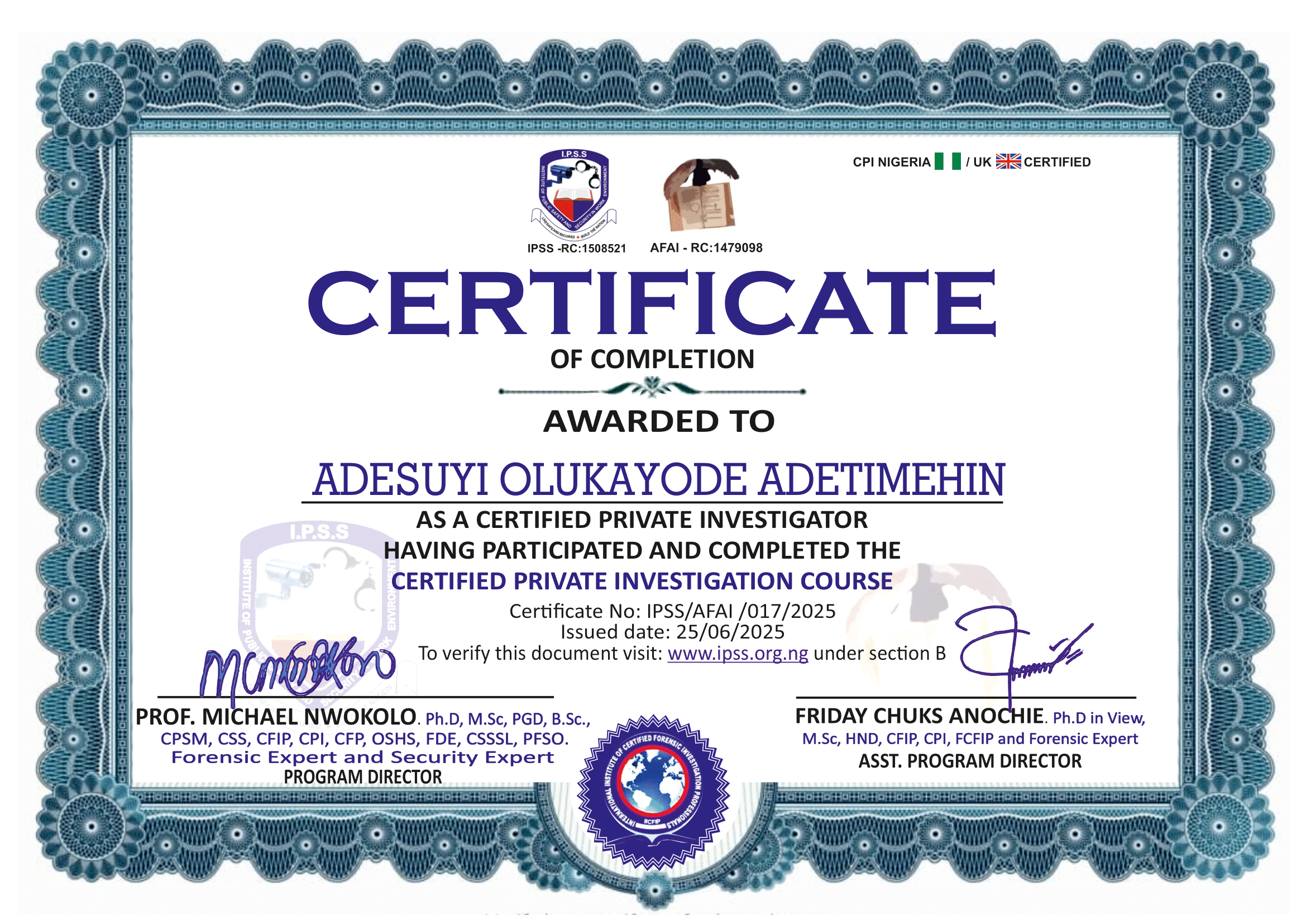 Sample Certificate